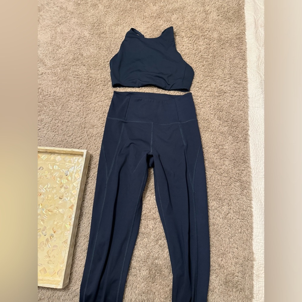 Girlfriend collective navy workout set